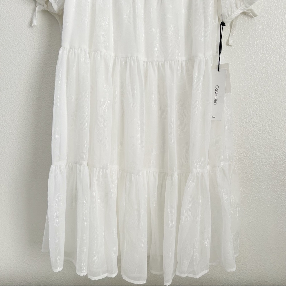 New Calvin Klein White Tiered Dress | Size 6 - Picture 3 of 8